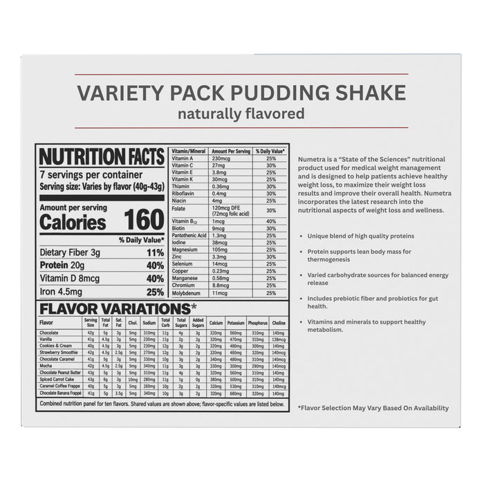 Numetra - Variety Pack Pudding Shake - 1 Box