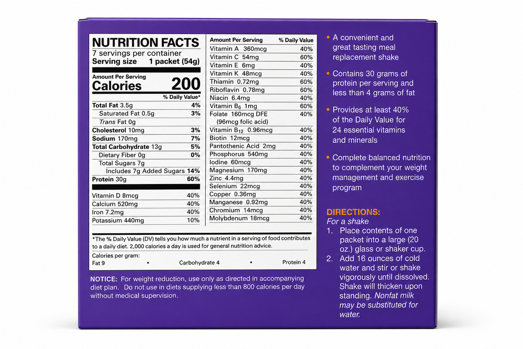 NSN Weight & Inches 30g Vanilla Meal Replacement Shake