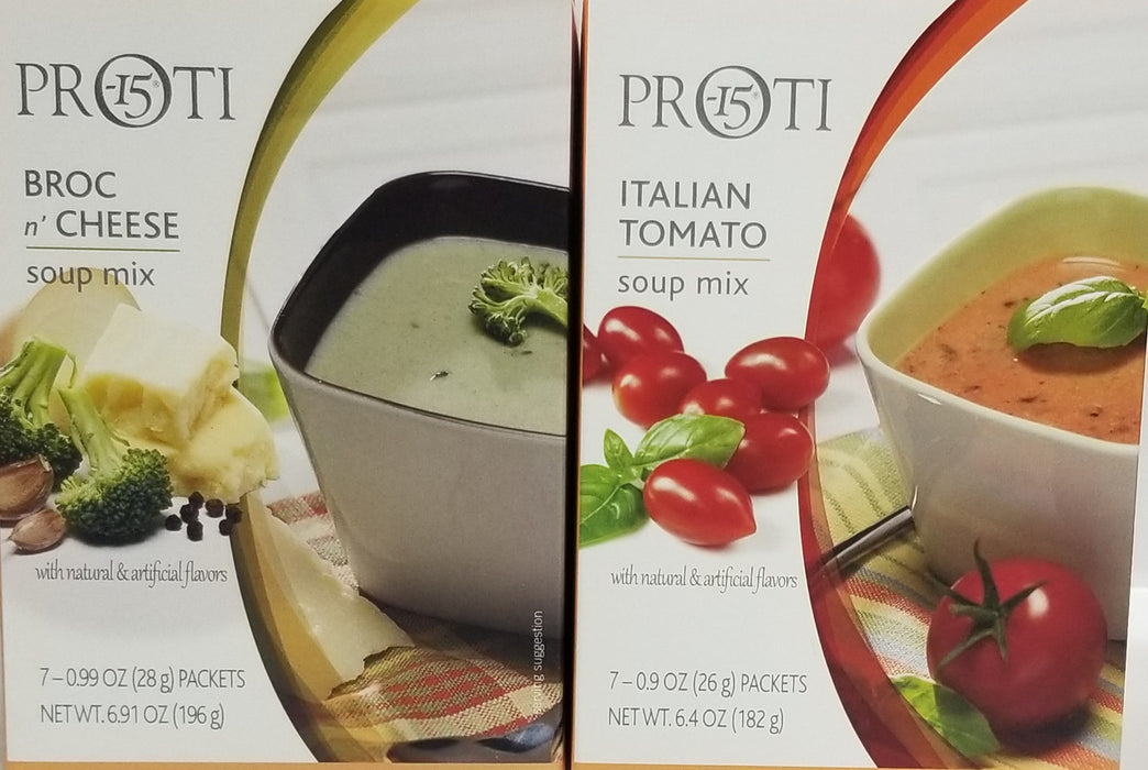 Proti Fit Broc n' Cheese Soup and Italian Tomato Soup Diet Bundle Pack (14 Servings)