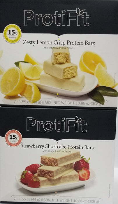 Proti Fit Fruit Lovers High Protein Diet Bar Bundle (14 Servings) Zesty Lemon and Strawberry Shortcake