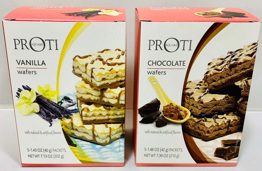 Proti Fit Wafer Bar Chocolate and Vanilla High Protein Diet Bundle (2 Box Pack)